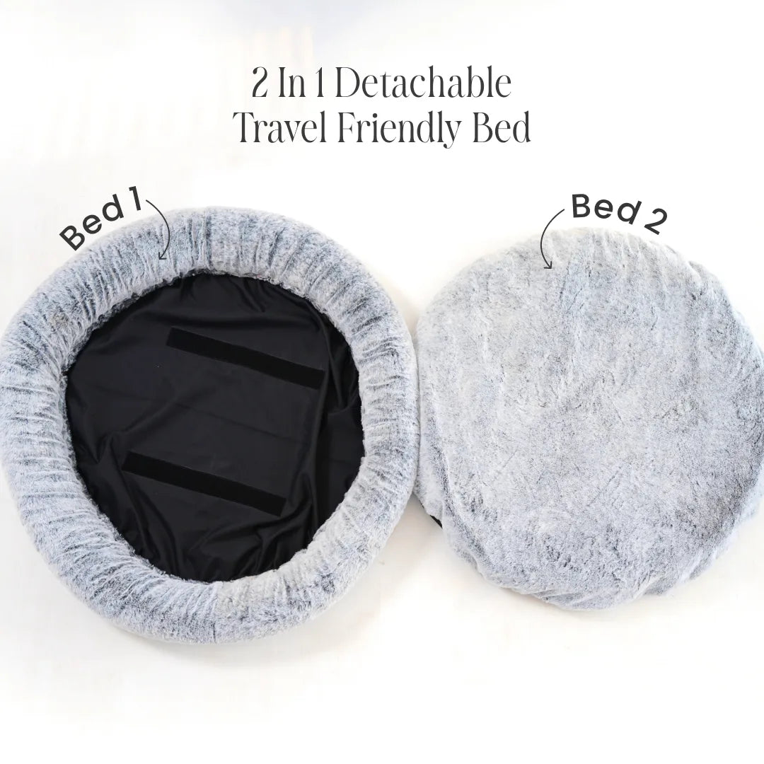2-in-1 Temperature-Regulating Dog Bed - Greystone