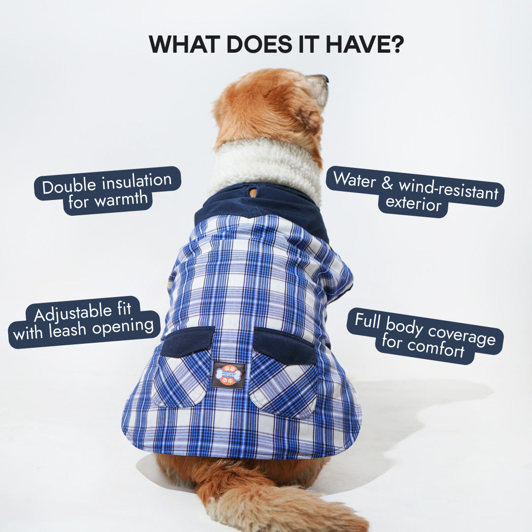 Pawfect Shield Puffer Jacket - Checkered Blue