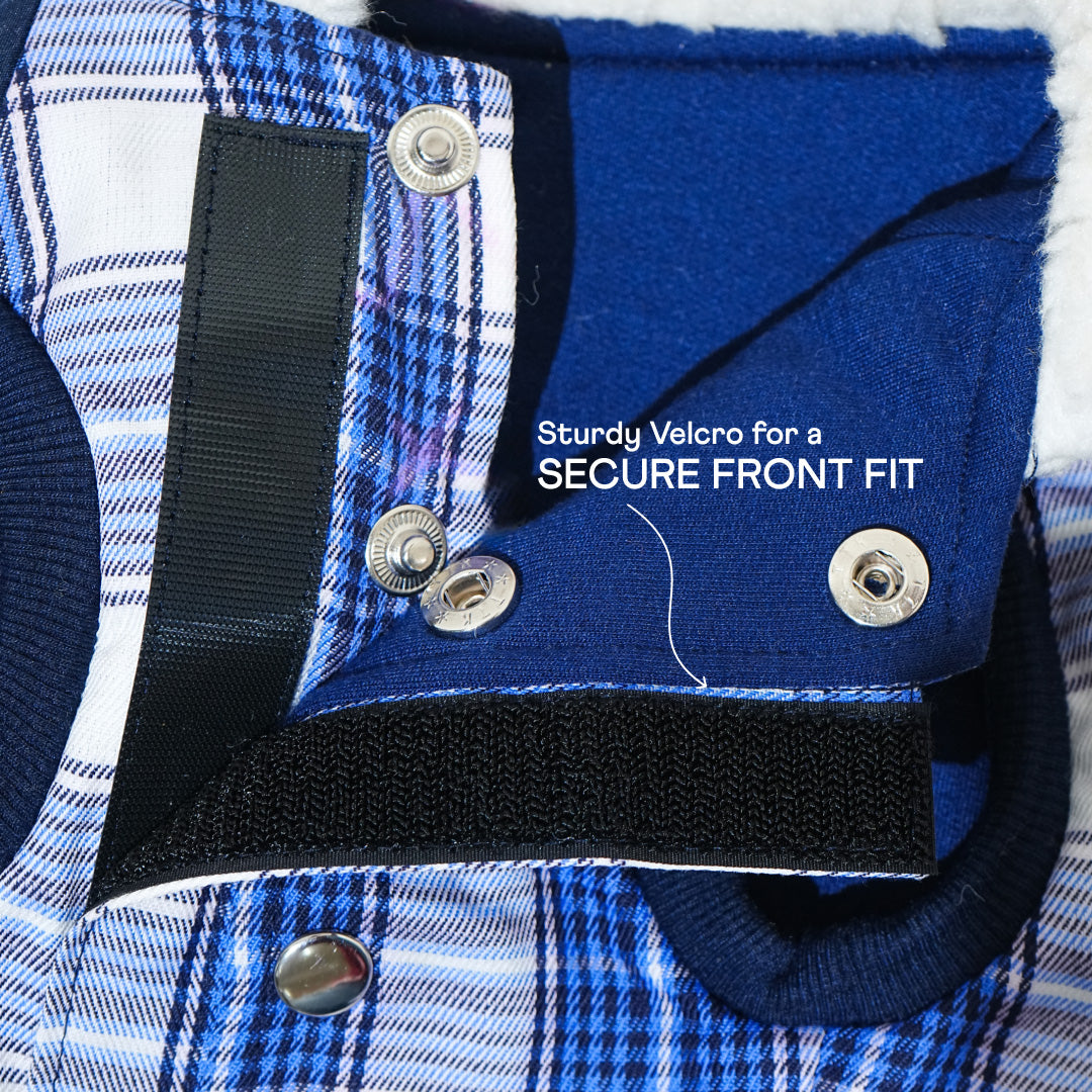 Pawfect Shield Puffer Jacket - Checkered Blue