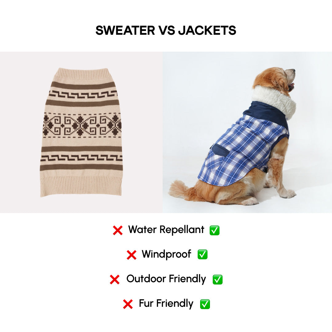 Pawfect Shield Puffer Jacket - Checkered Blue