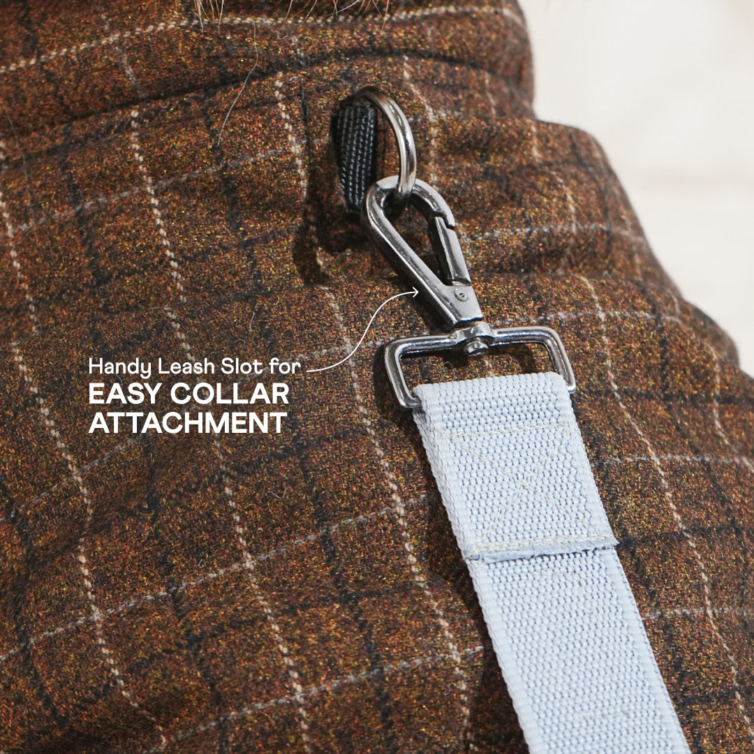 Pawfect Shield Puffer Jacket - Checkered Brown