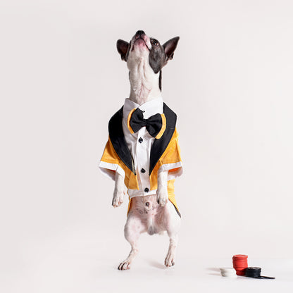 Tuxedos For Dogs - With Black/Yellow Bow Tie