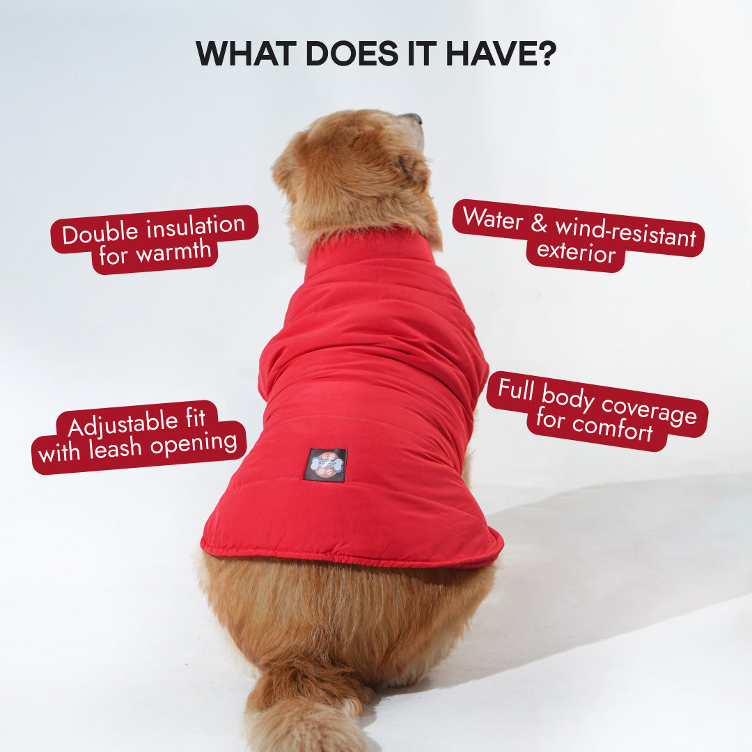 Pawfect Shield Puffer Jacket - Hot Red