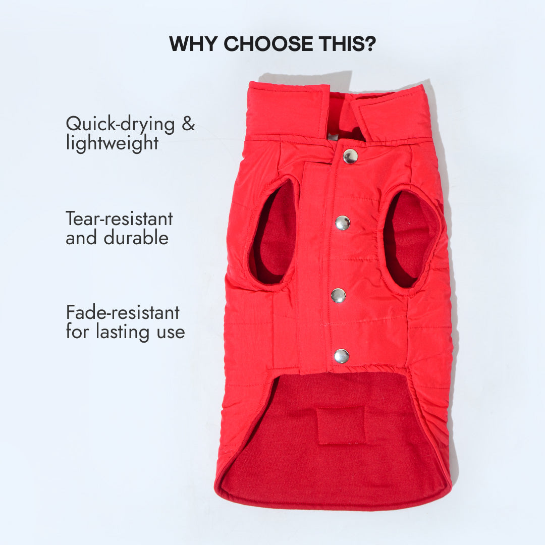 Pawfect Shield Puffer Jacket - Hot Red