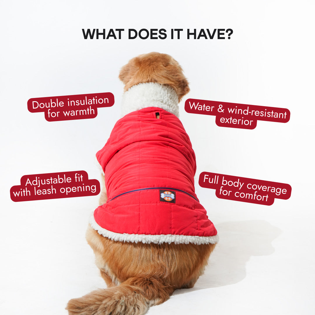 Pawfect Shield Puffer Jacket - Furry White-Red