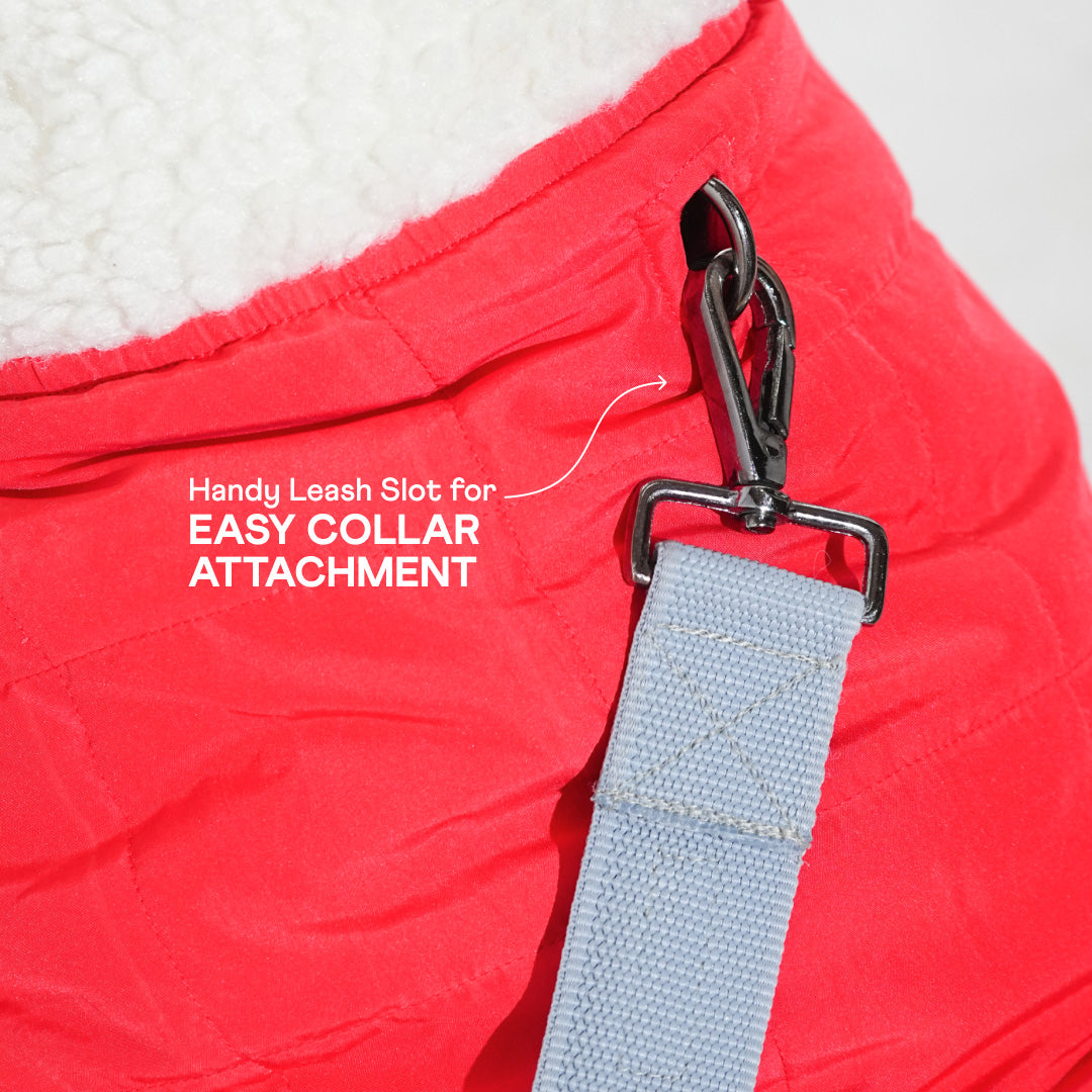 Pawfect Shield Puffer Jacket - Furry White-Red