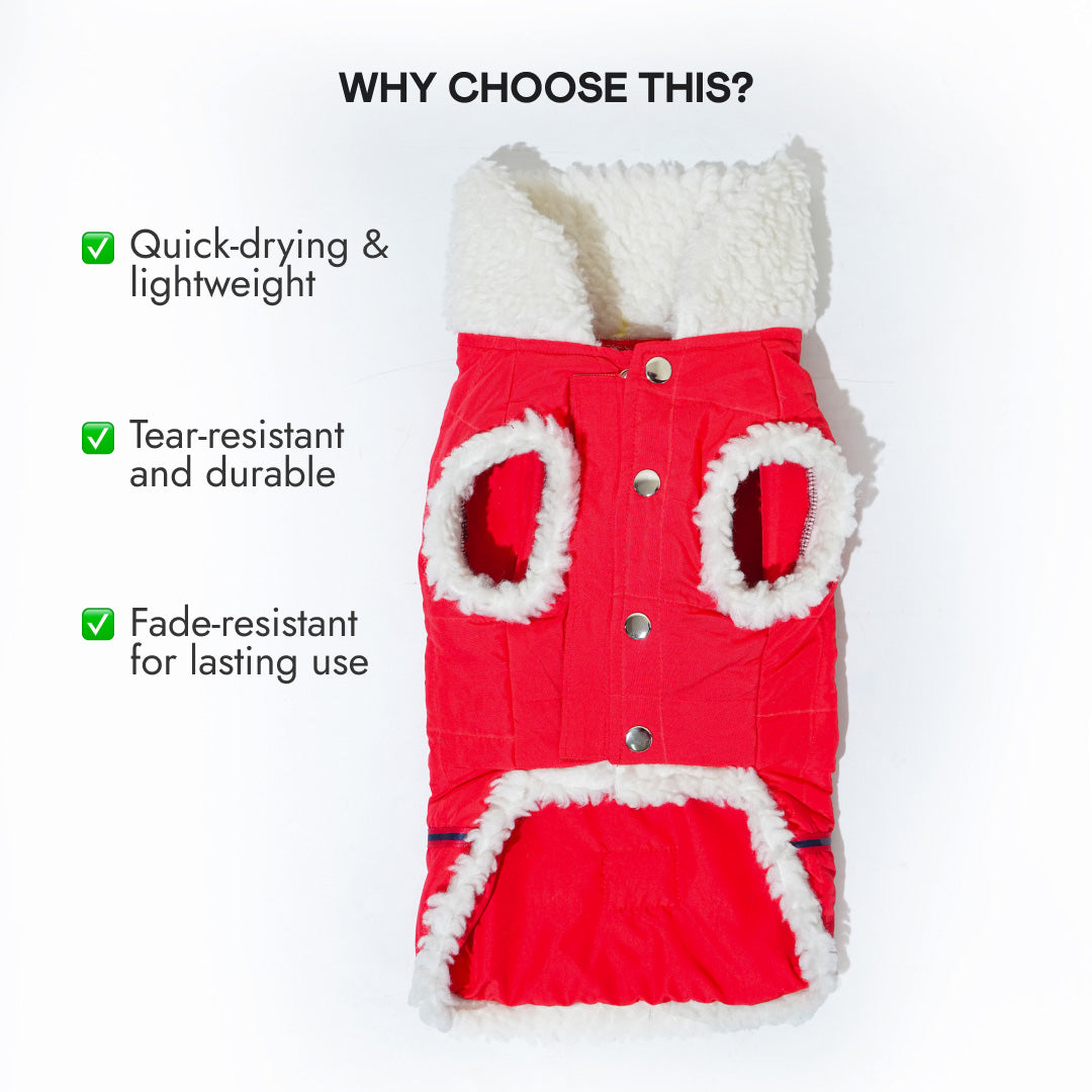 Pawfect Shield Puffer Jacket - Furry White-Red