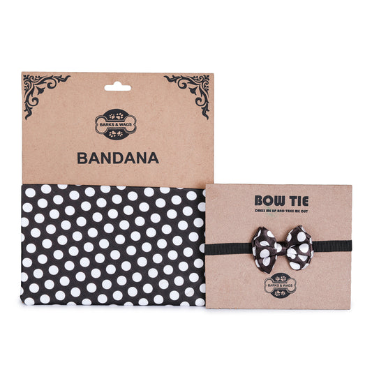 Brown Polka Dot Twinning Bow & Bandana Set