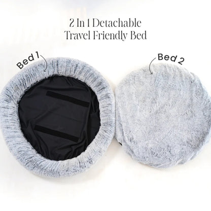 2-in-1  Temperature-Regulating Dog Bed - Greystone