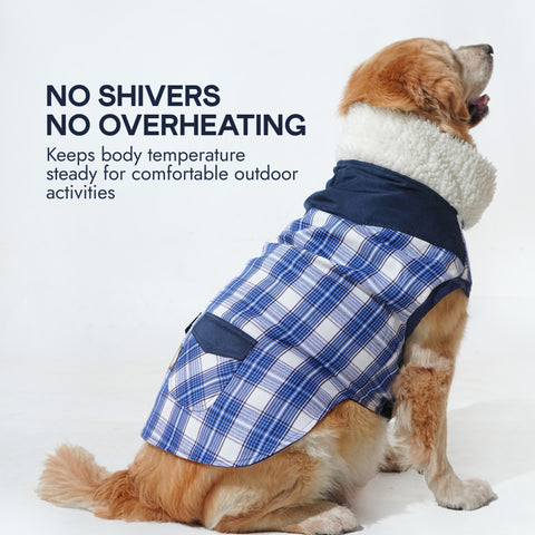 Pawfect Shield Puffer Jacket - Checkered Blue