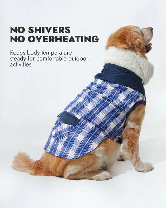 Pawfect Shield Puffer Jacket - Checkered Blue