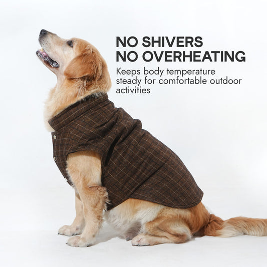 Pawfect Shield Puffer Jacket - Checkered Brown