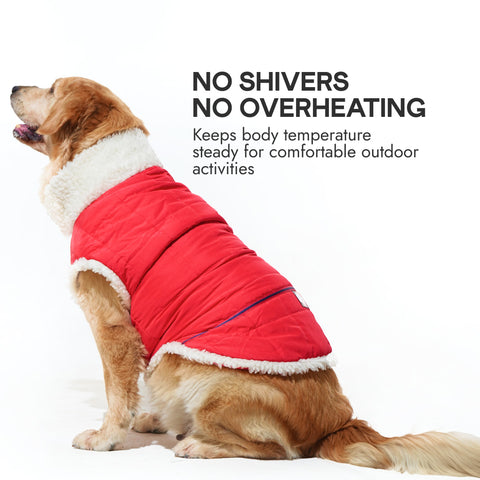 Pawfect Shield Puffer Jacket - Furry White-Red