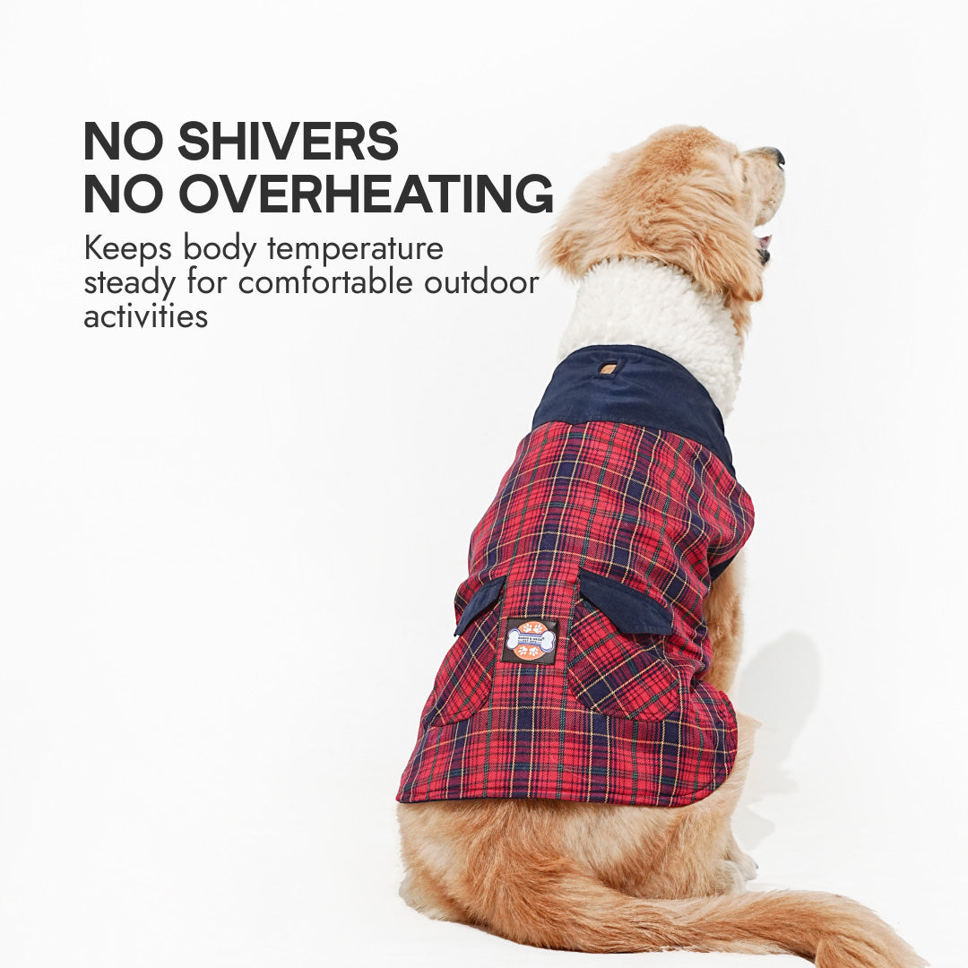 Pawfect Shield Puffer Jacket - Checkered Red-Blue