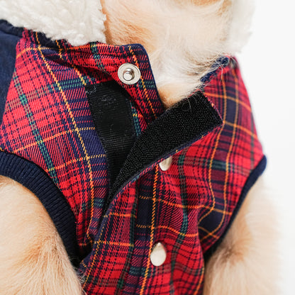 Pawfect Shield Puffer Jacket - Checkered Red-Blue