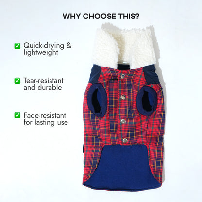 Pawfect Shield Puffer Jacket - Checkered Red-Blue