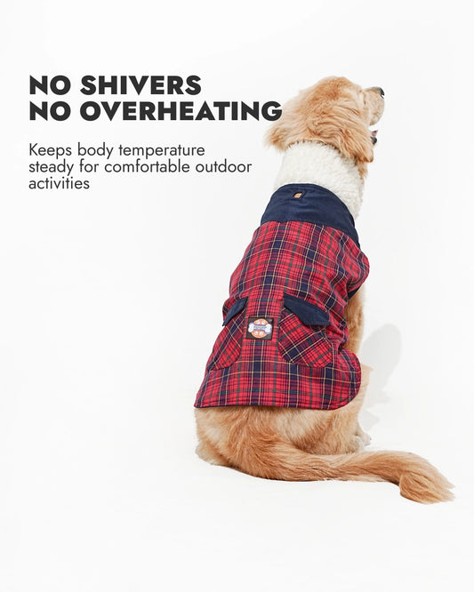 Pawfect Shield Puffer Jacket - Checkered Red-Blue
