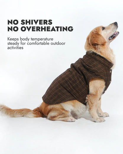 Pawfect Shield Puffer Jacket - Checkered Brown