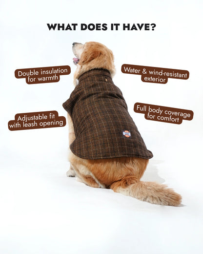 Pawfect Shield Puffer Jacket - Checkered Brown
