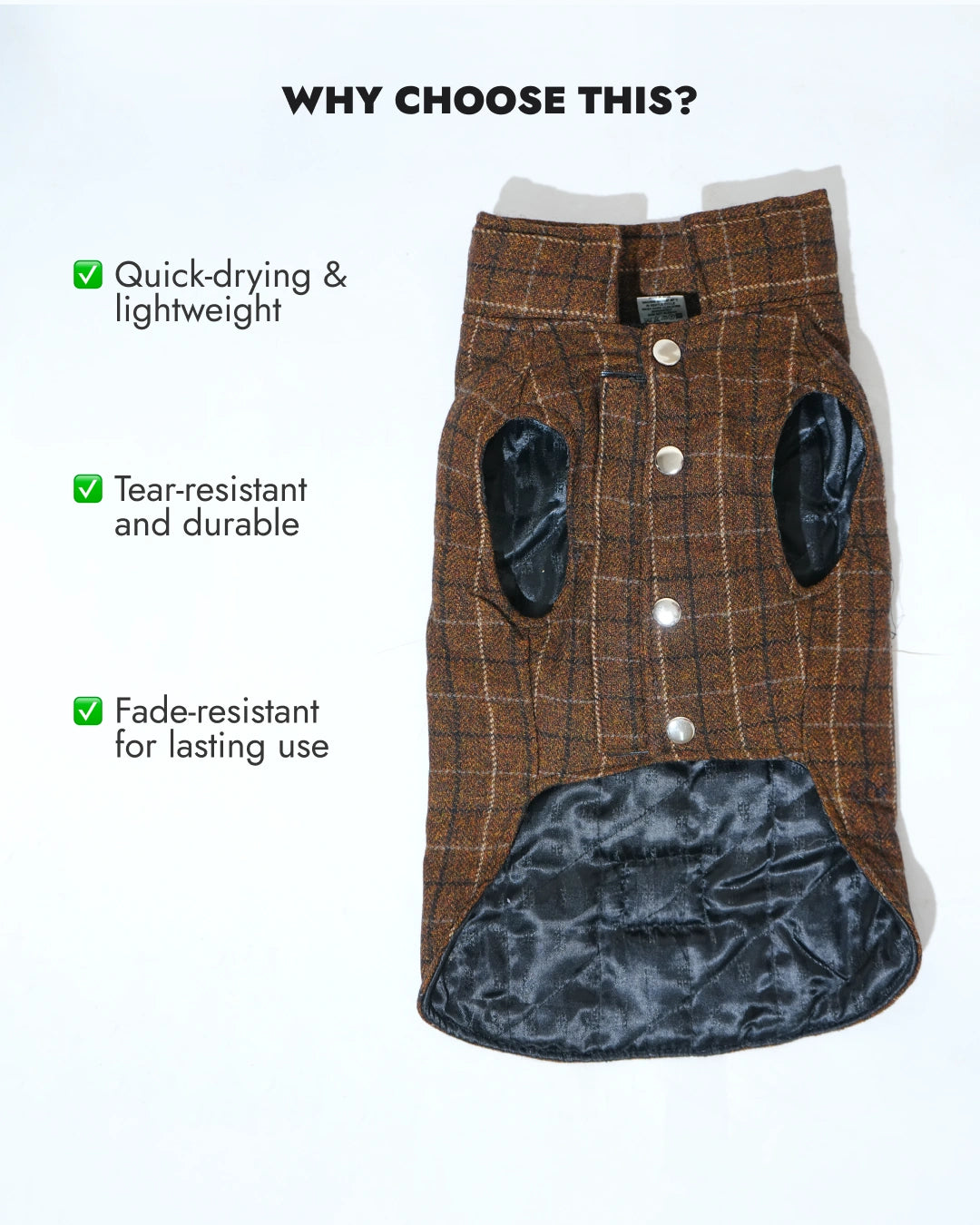 Pawfect Shield Puffer Jacket - Checkered Brown