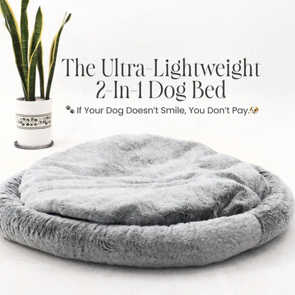 2-in-1  Temperature-Regulating Dog Bed - Greystone