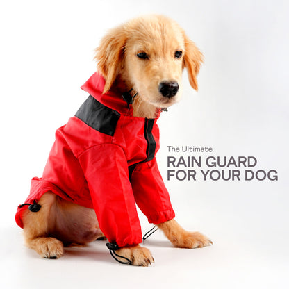 Heavy- Duty Drizzle Defense Dog Raincoat - Red