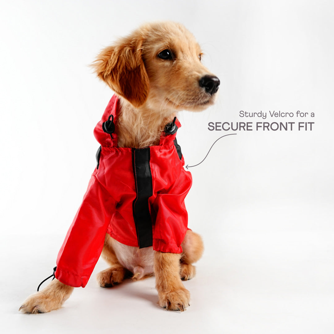 Heavy- Duty Drizzle Defense Dog Raincoat - Red