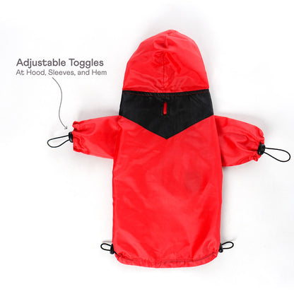 Heavy- Duty Drizzle Defense Dog Raincoat - Red