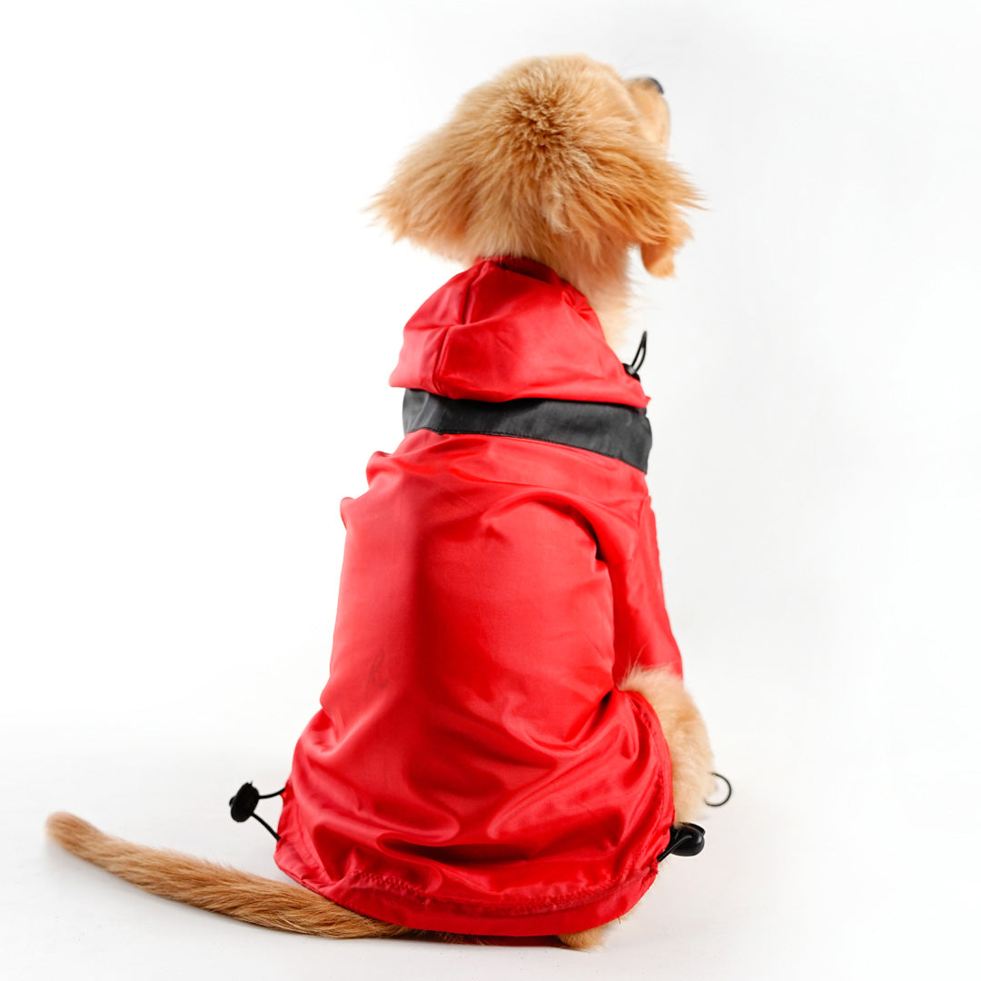 Heavy- Duty Drizzle Defense Dog Raincoat - Red