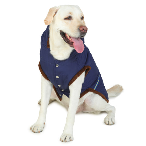 Navy Blue Fur Dog Jacket