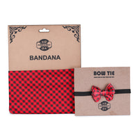 Red Tartan Twinning Bow & Bandana Set