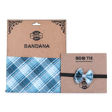 Blue Tartan Twinning Bow & Bandana Set