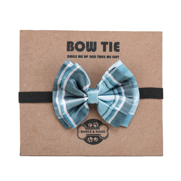 Blue Plaid Bow Tie