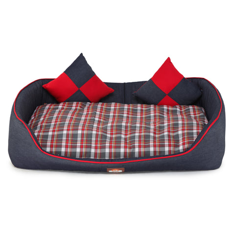 Denim Dog Bed With Pillow