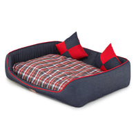 Denim Dog Bed With Pillow