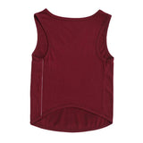 back side of brown-coloured sleeveless t-shirt for dogs