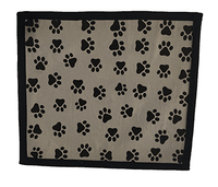 dark grey coloured dog mat with paw print