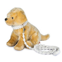 dog wearing macramé leash and collar designed by Barks & Wags