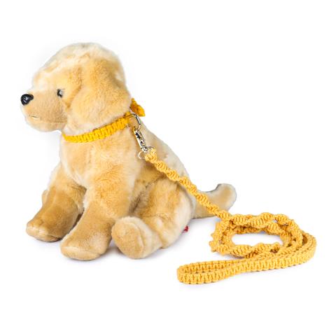 dog wearing macramé twisted leash and collar designed by Barks & Wags