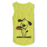 front side of lime green-coloured sleeveless t-shirt for dogs