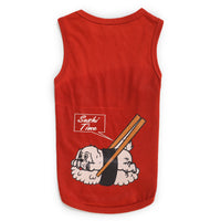 front side of red-coloured sleeveless t-shirt for dogs