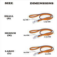 size chart of macramé square leash for dogs