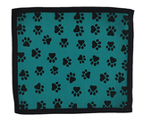 teal blue coloured dog mat with paw print