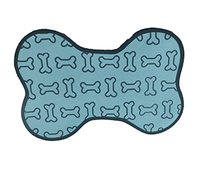 Dog Food Mat - Bone Shaped Mat With Paw & Bone Print