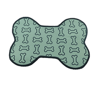 Dog Food Mat - Bone Shaped Mat With Paw & Bone Print